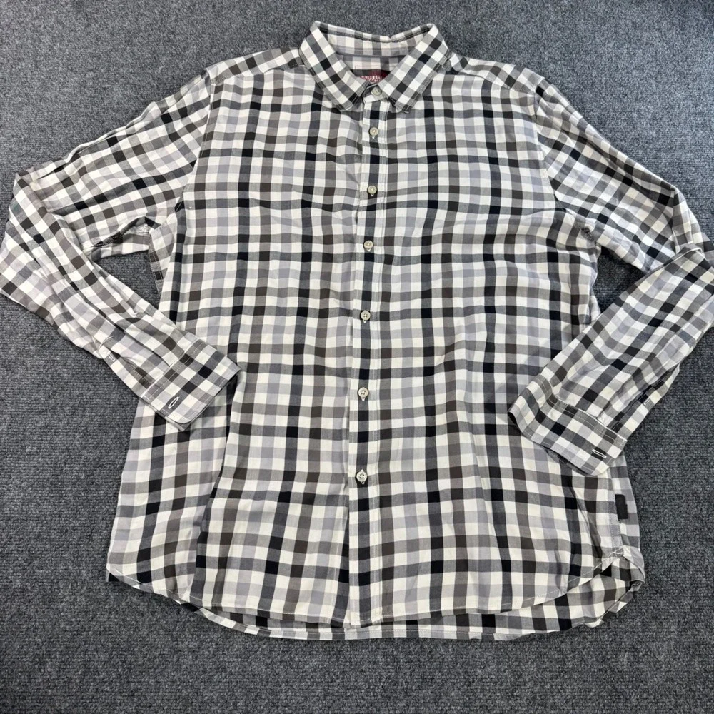 The North Face Mens Grey Black Plaid‎ Long Sleeve Button Down Shirt Large L/G